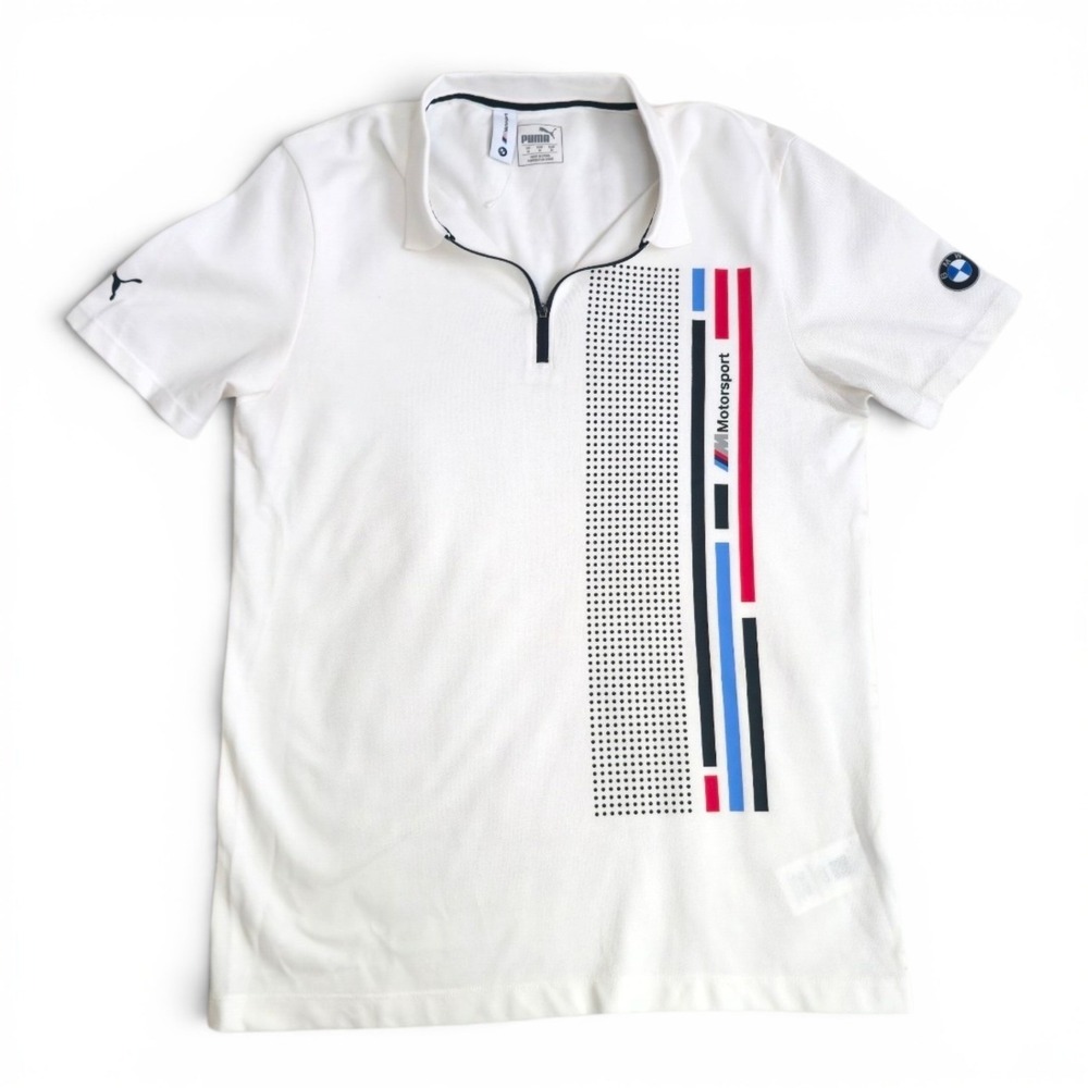 Puma BMW Motorsport White Quarter Zip Polo Shirt